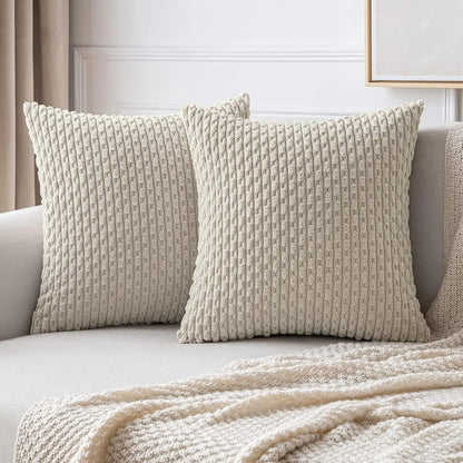 Cozy Striped Velvet Cushion in Modern Bohemian Style