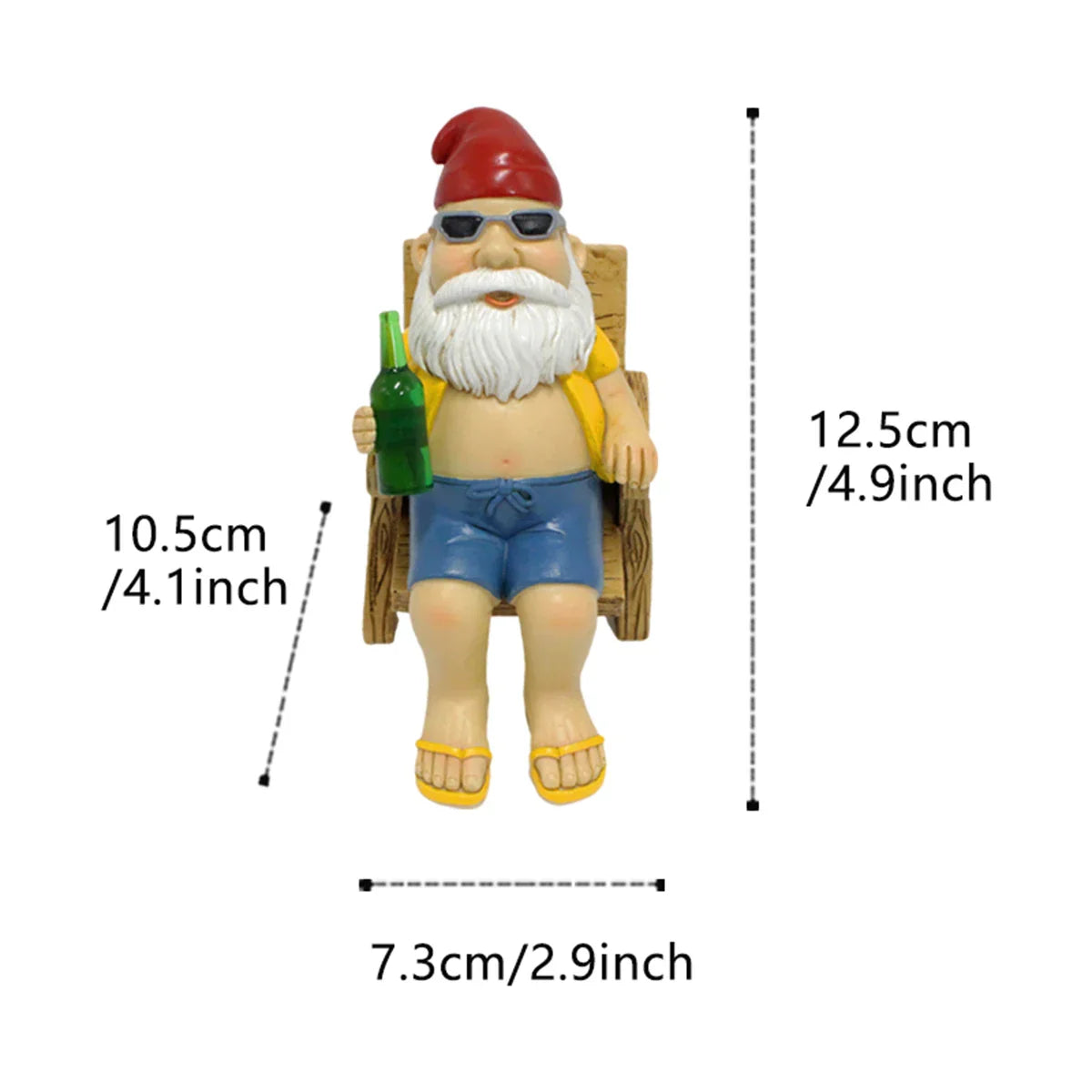 Fun Garden Gnome Figurine with Chair Statue