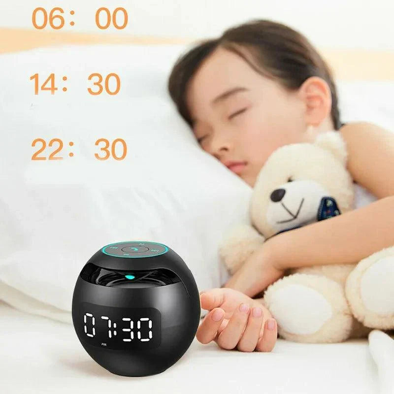 Compact Bluetooth Speaker Alarm Clock with LED Light