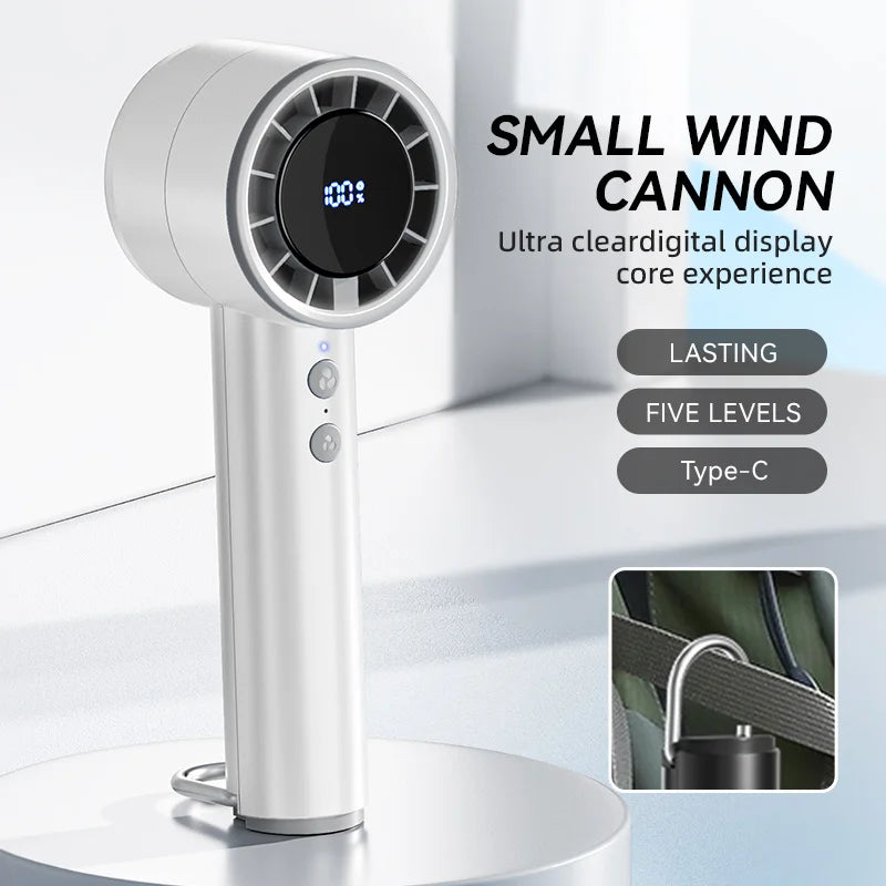 Compact Rechargeable Mini Handheld Fan with LED Display - Befez