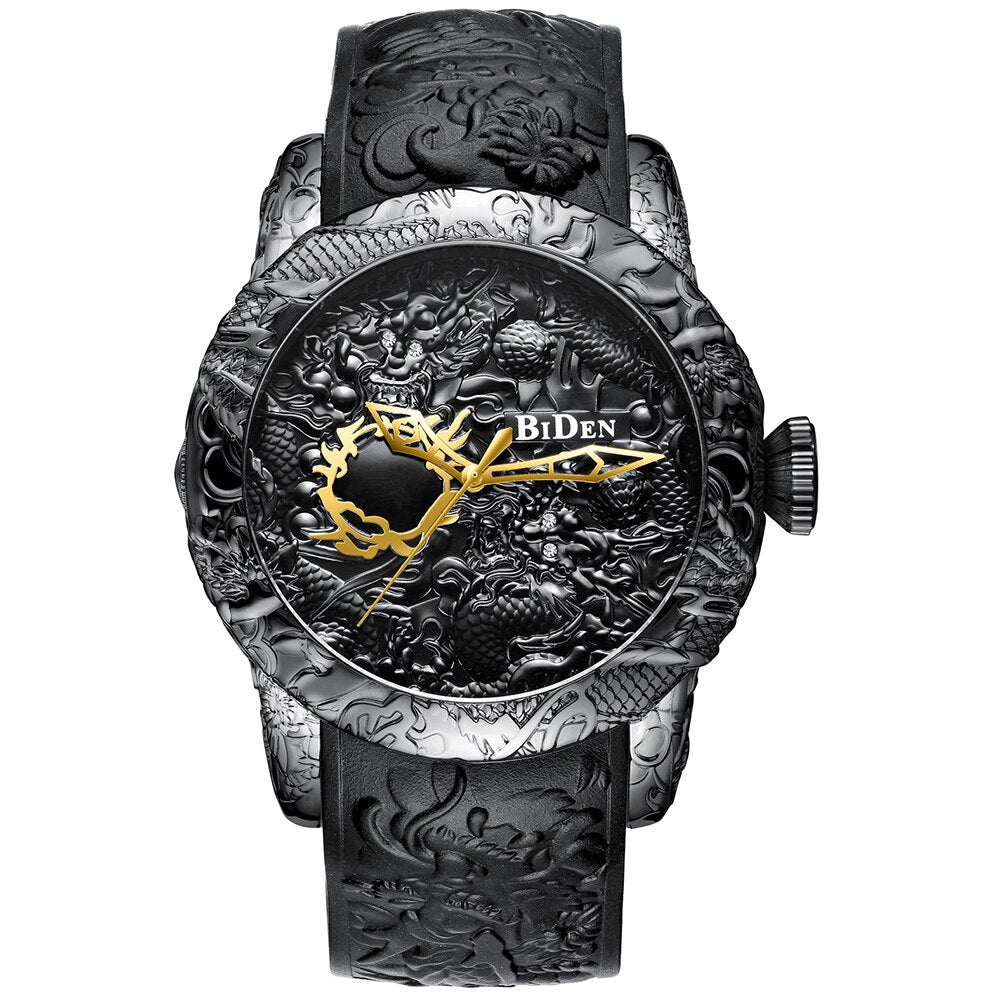 Vintage Dragon Quartz Leather Watch