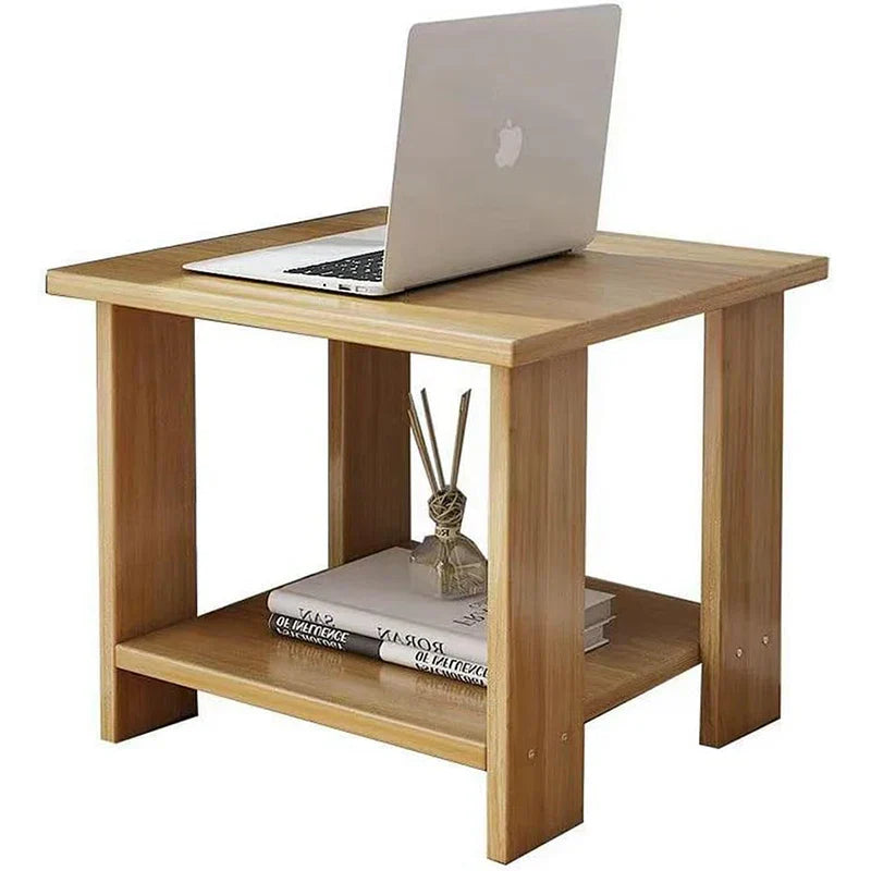 Sturdy Wood Bedside Table with 2 Tier Storage