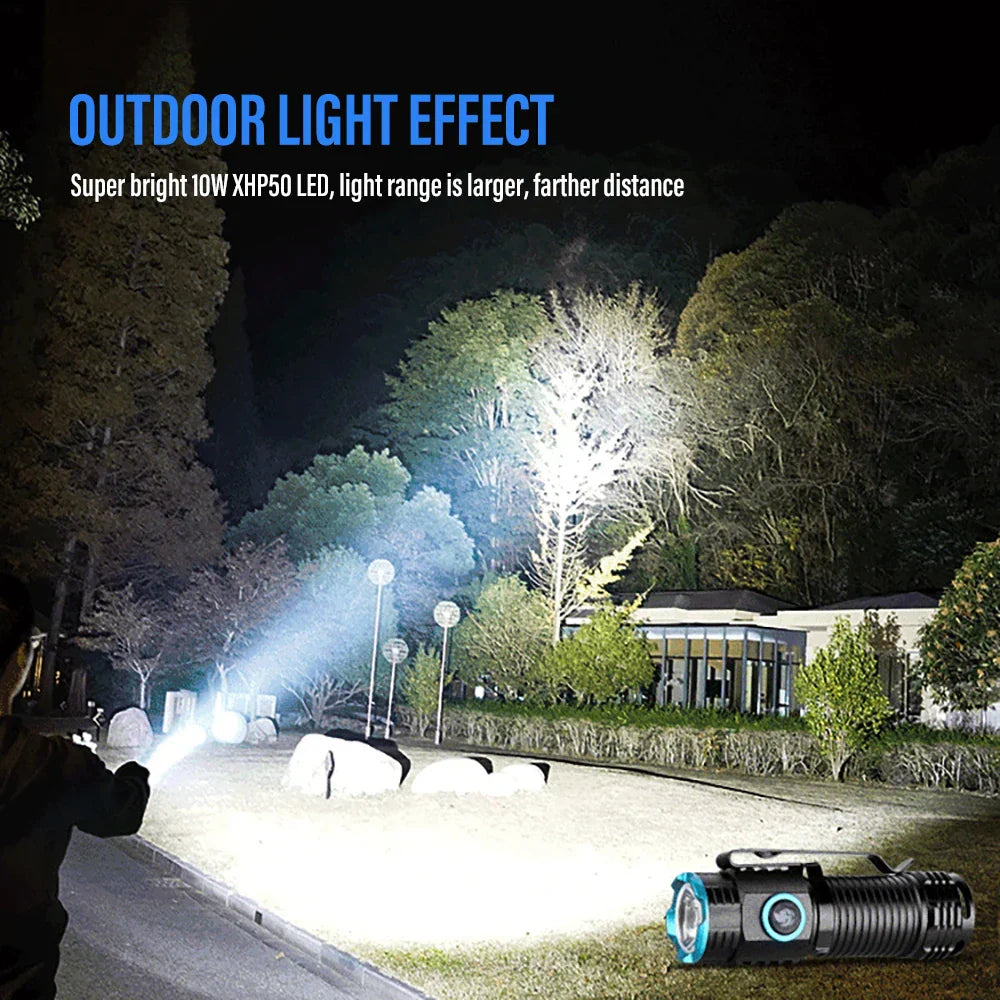 Compact Rechargeable LED Torch with Clip
