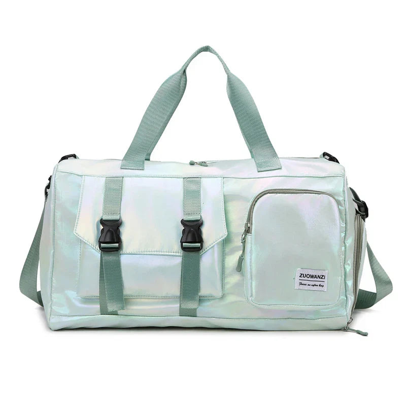 Spacious Holographic Weekend Travel Bag with Shoe Pocket