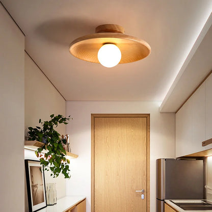 Rustic Wooden Ceiling Light with Soft LED Glow