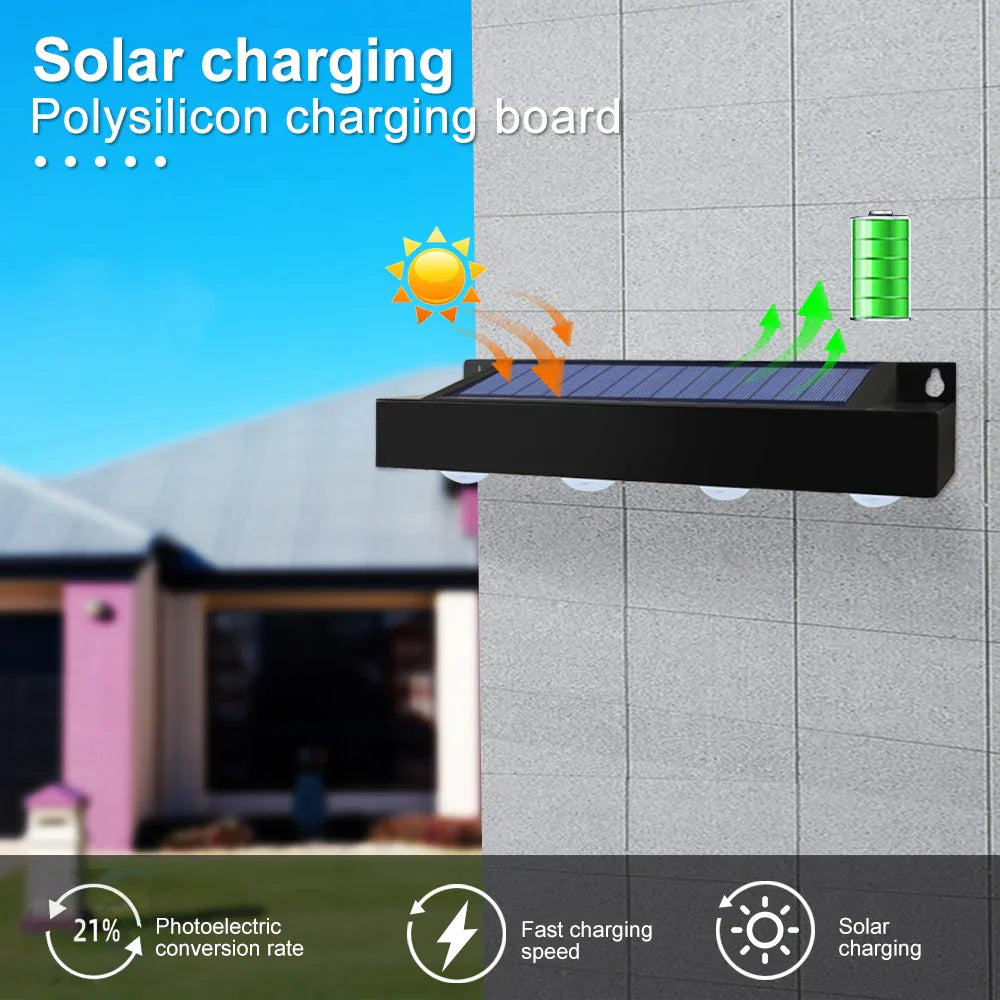 Bright Solar Powered Garden Fence Lights 4-Pack