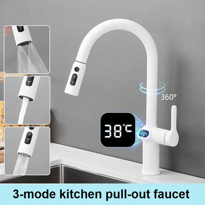 Modern Kitchen Faucet with Touch Screen and Rotating Spout