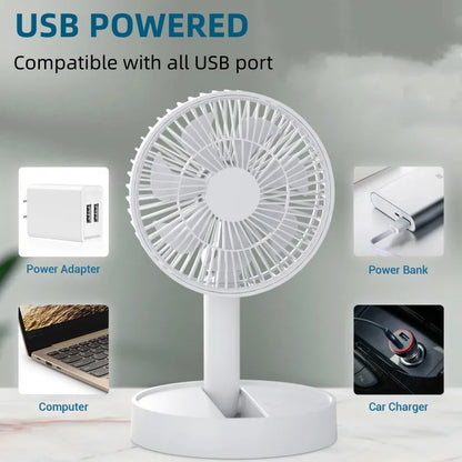 Compact USB Folding Fan with Timer and 4 Speeds