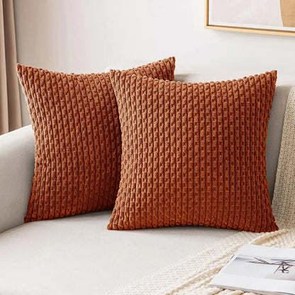 Cozy Striped Velvet Cushion in Modern Bohemian Style