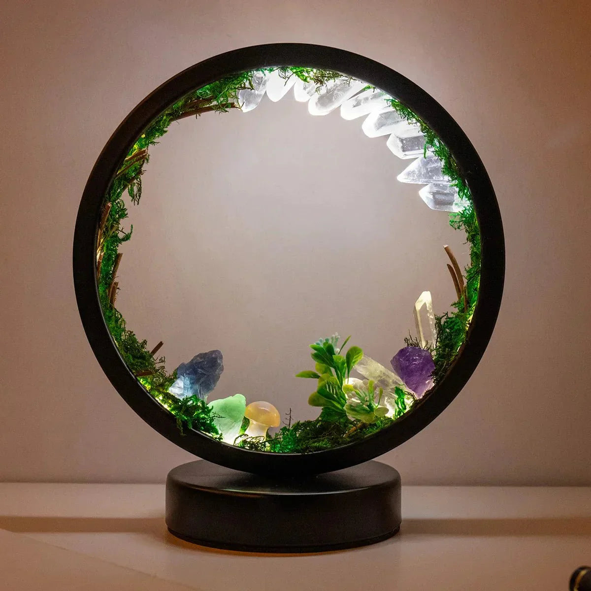 Beautiful Night Lamp with Green Crystal Accent