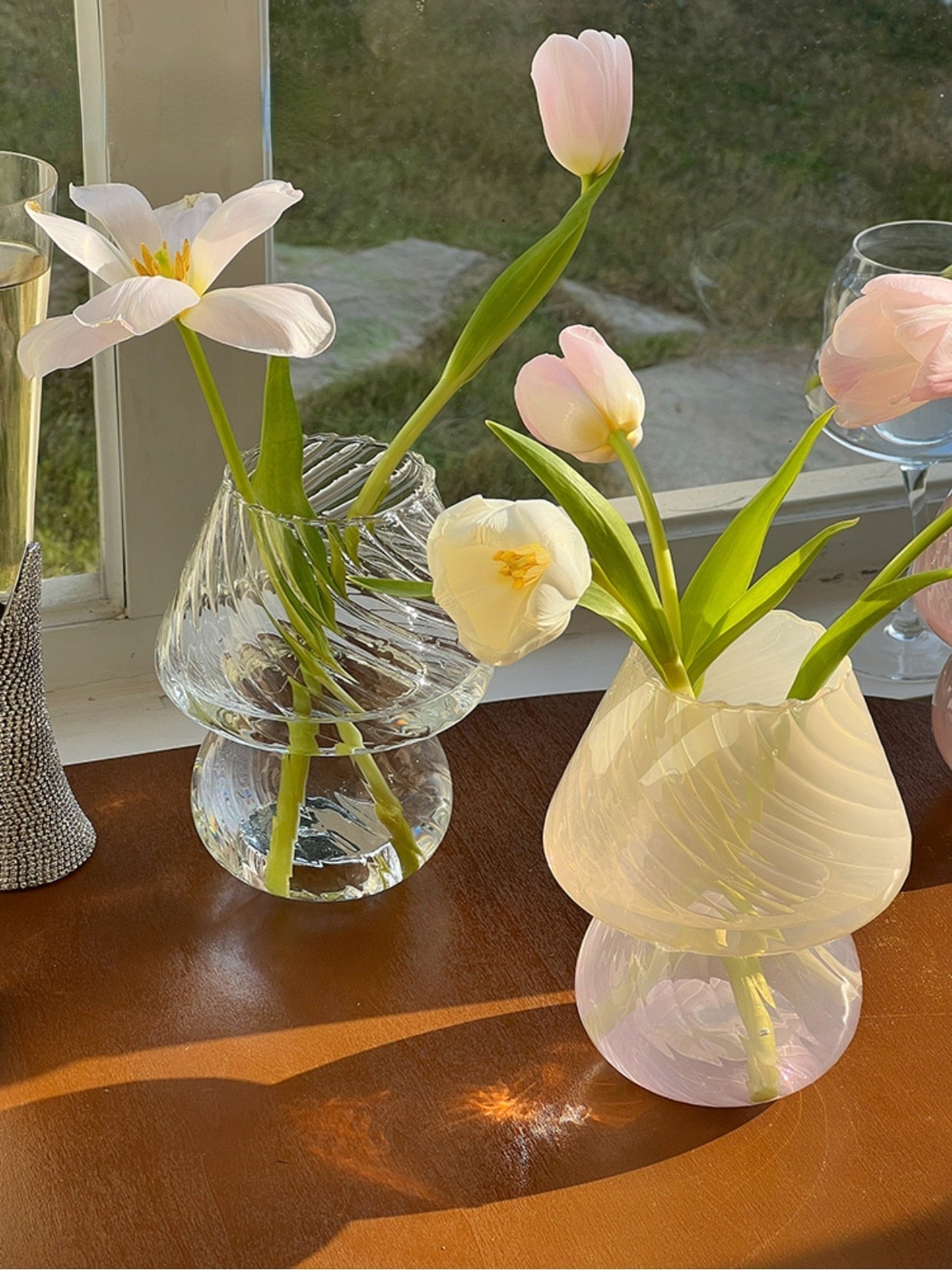 Scandinavian Blue Stripe Glass Vase