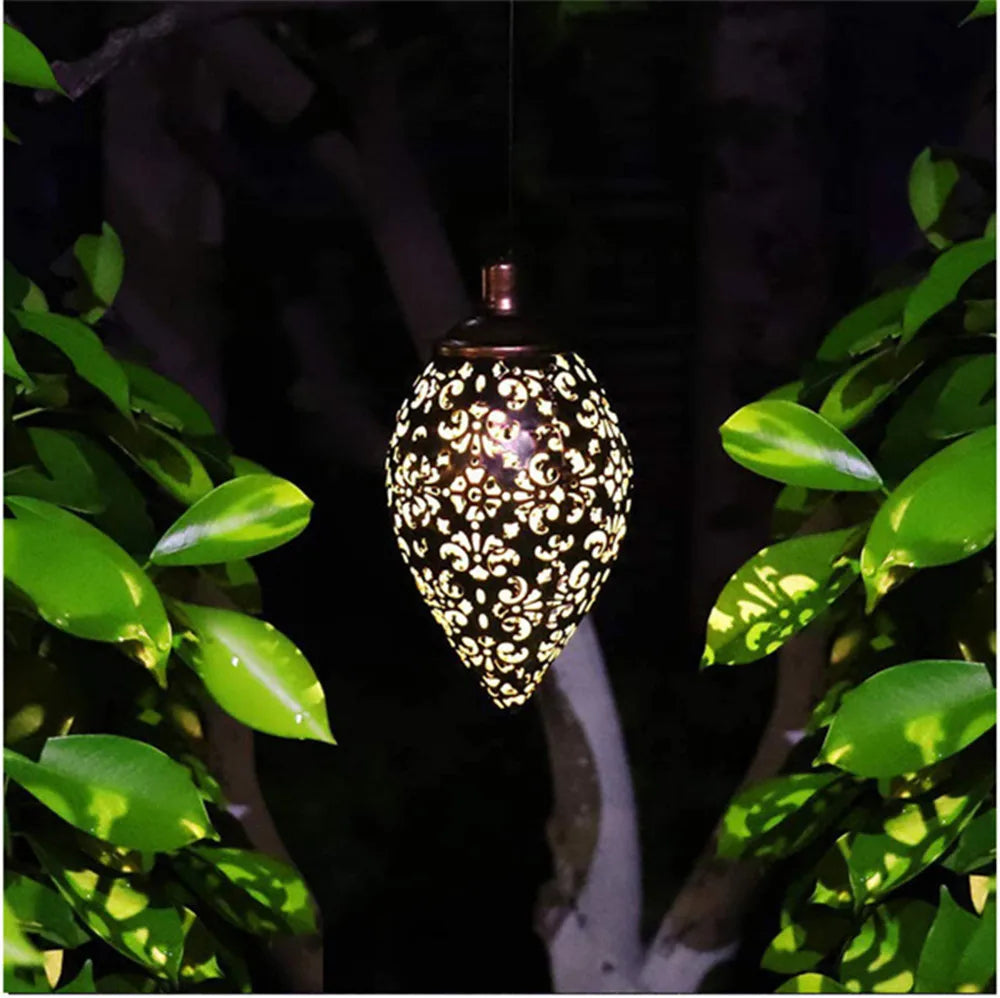 Solar Powered Metal Garden Lamp Outdoor Drop Design