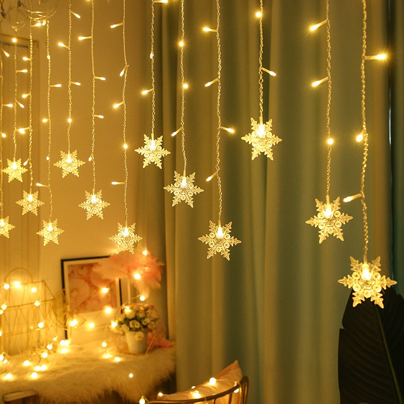 Colorful LED Snowflake String Lights