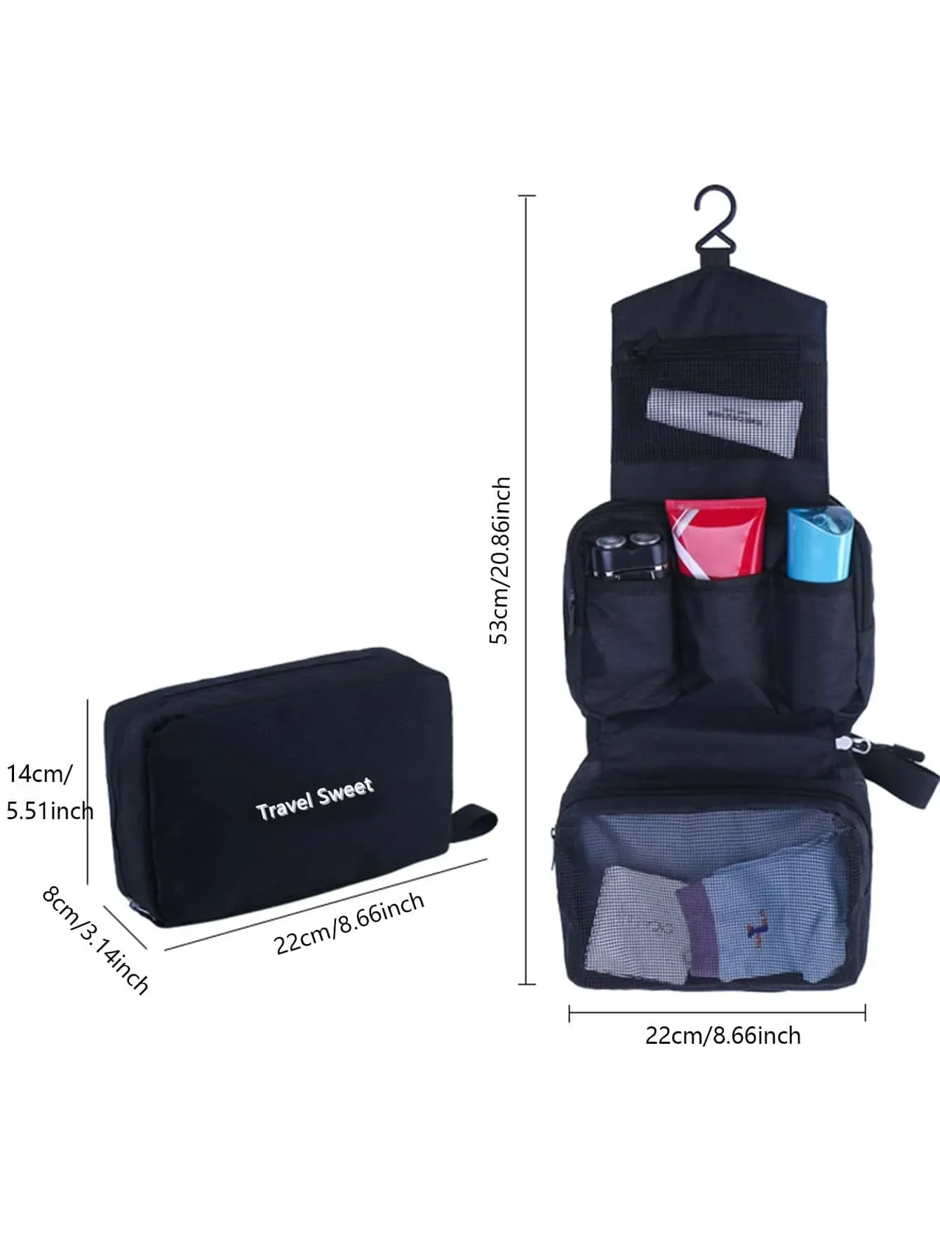 Compact Travel Toiletry Bag with Wet Dry Separator