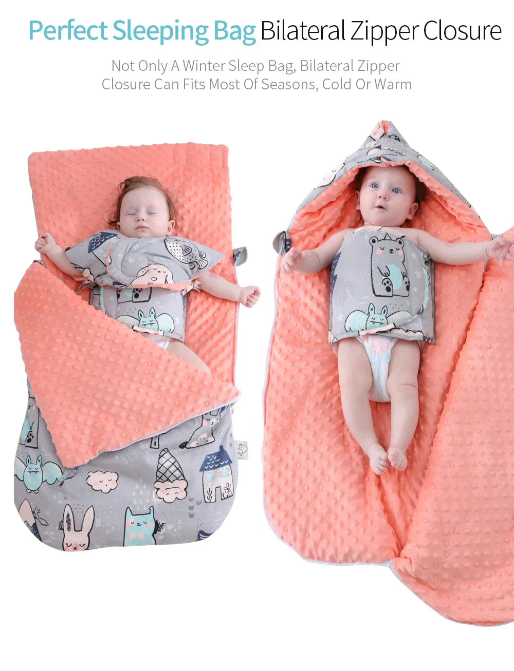 Soft Baby Sleep Sack with Hooded Minky Blanket