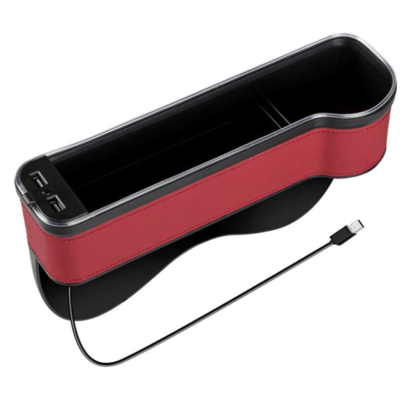 Car Storage Box with USB Charger and LED Light