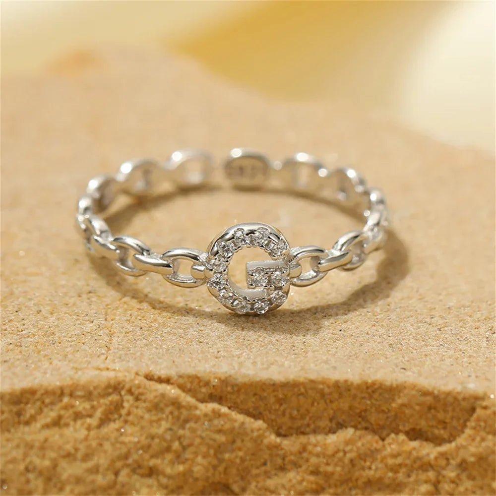 Delicate Diamond Initial Letter Ring