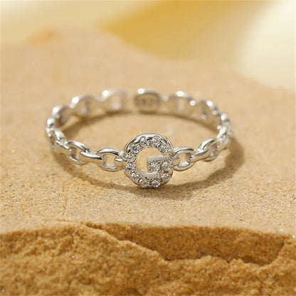 Delicate Diamond Initial Letter Ring