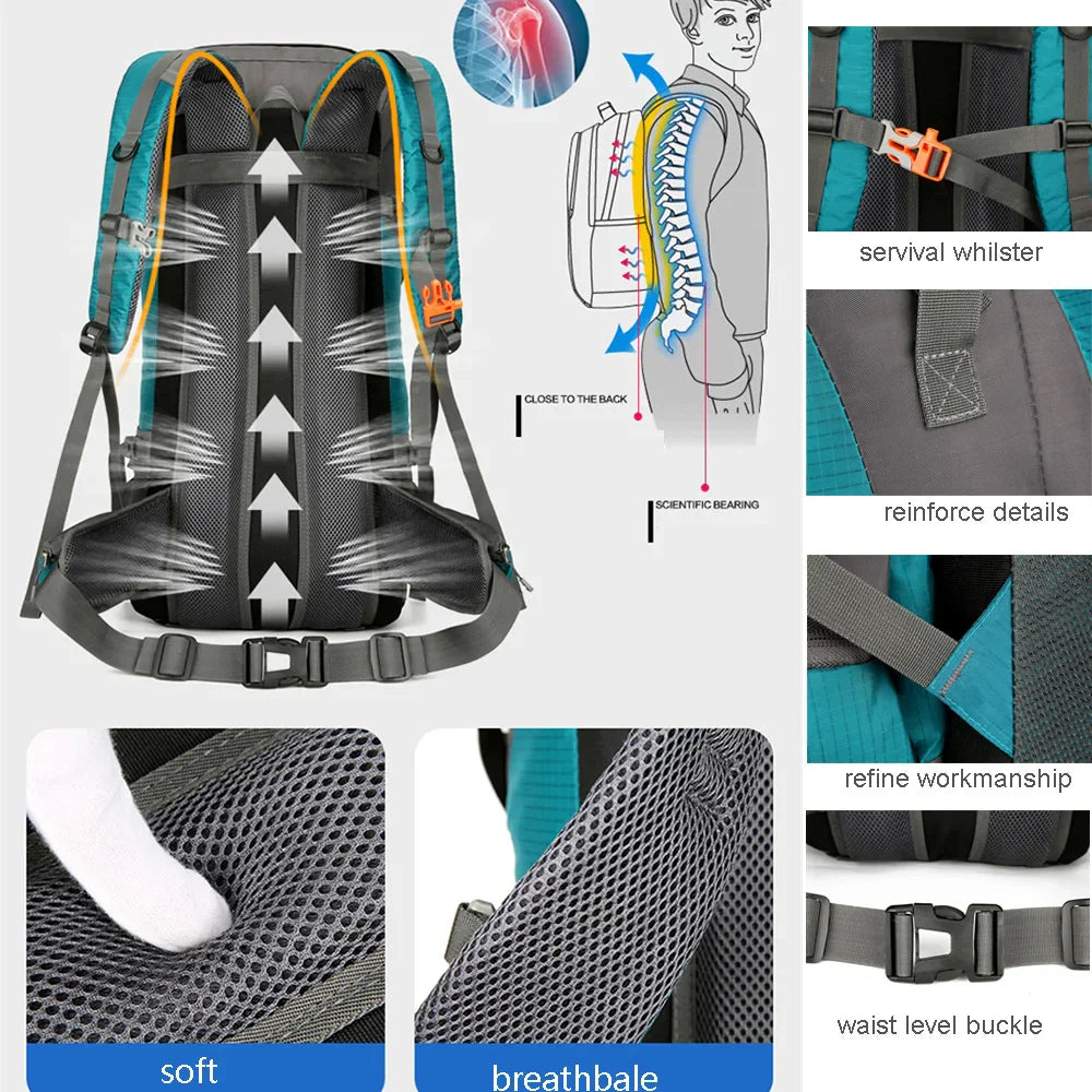 Durable 70L Hiking Backpack with Rain Cover
