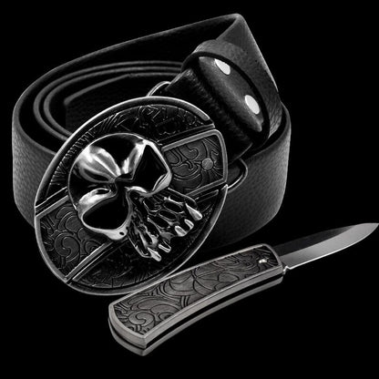 Compact Tactical Pocket Knife Leather Belt