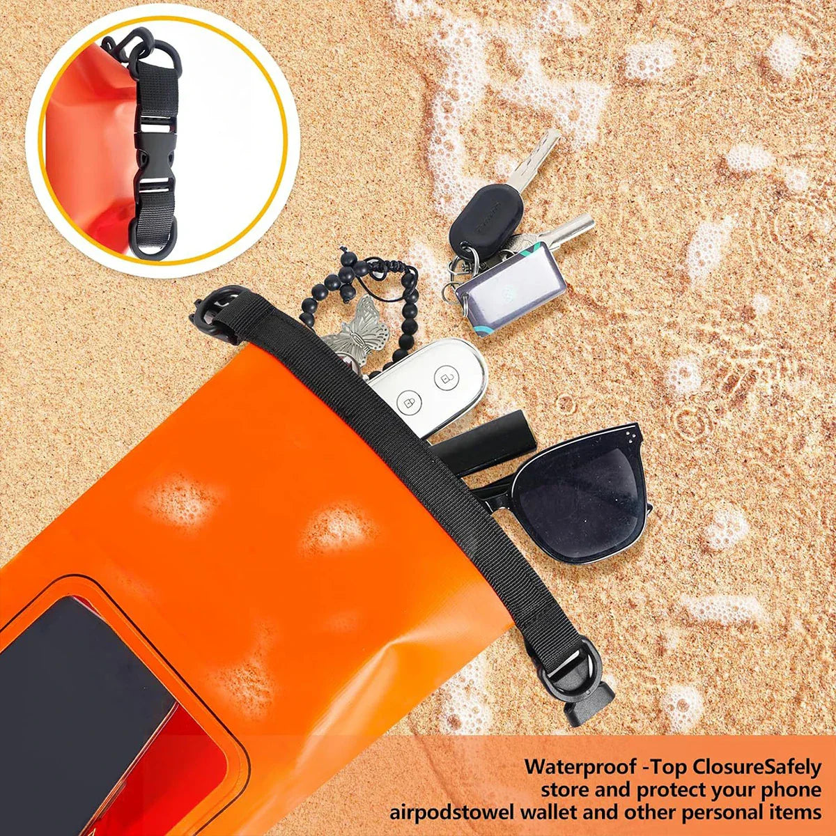 Waterproof Dry Sack 2L with Phone Window for Water Sports
