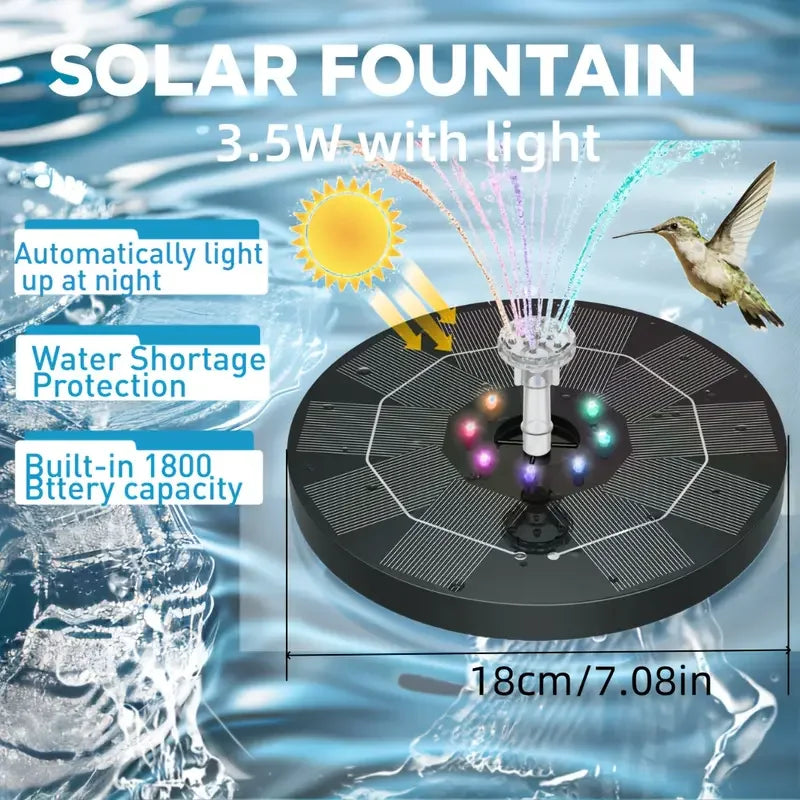 Solar Powered Garden Fountain with RGB Lights