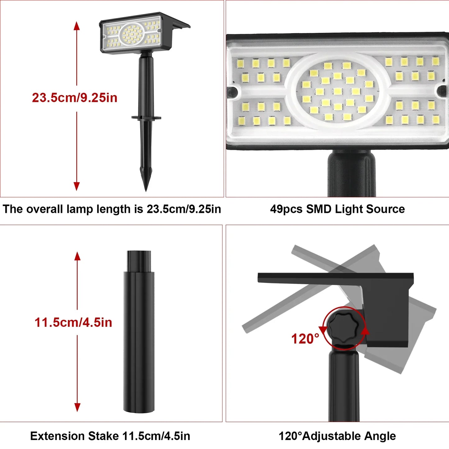 Bright Solar Powered LED Outdoor Spotlight