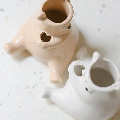 Cute Bear Figurine with Flower Pot