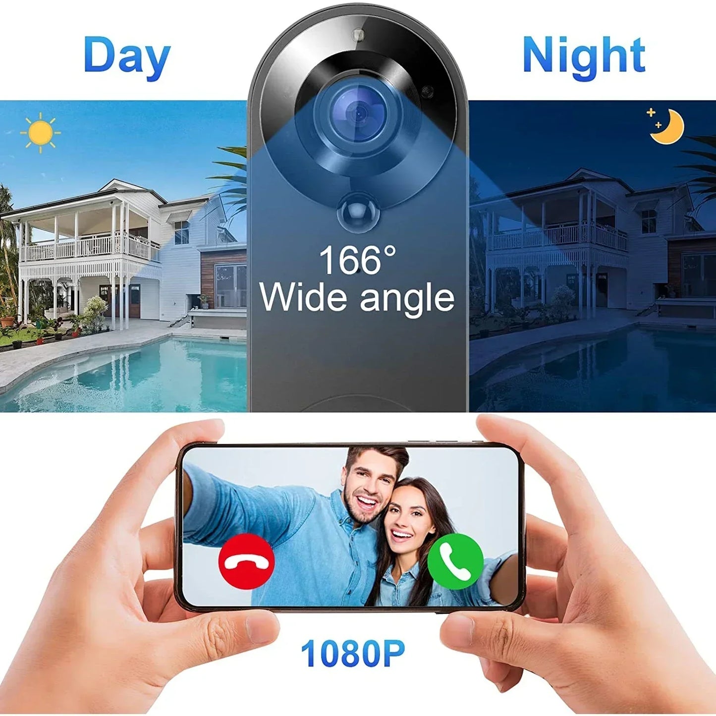 Wireless Smart Doorbell Camera with Night Vision
