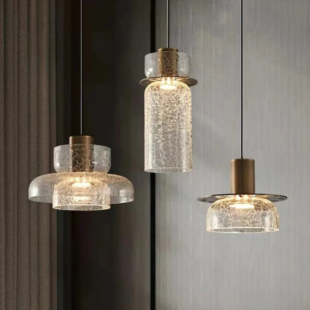 Unique Crackled Glass Pendant Light Fixture