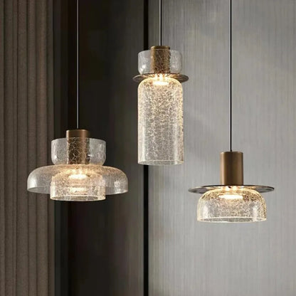 Unique Crackled Glass Pendant Light Fixture