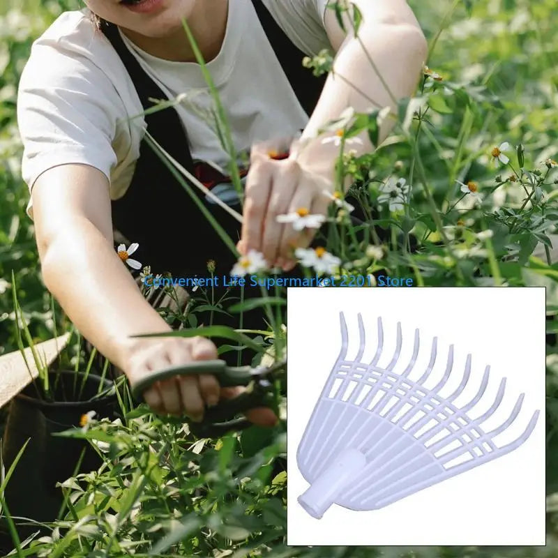 Compact Garden Leaf Rake with 12 Tines