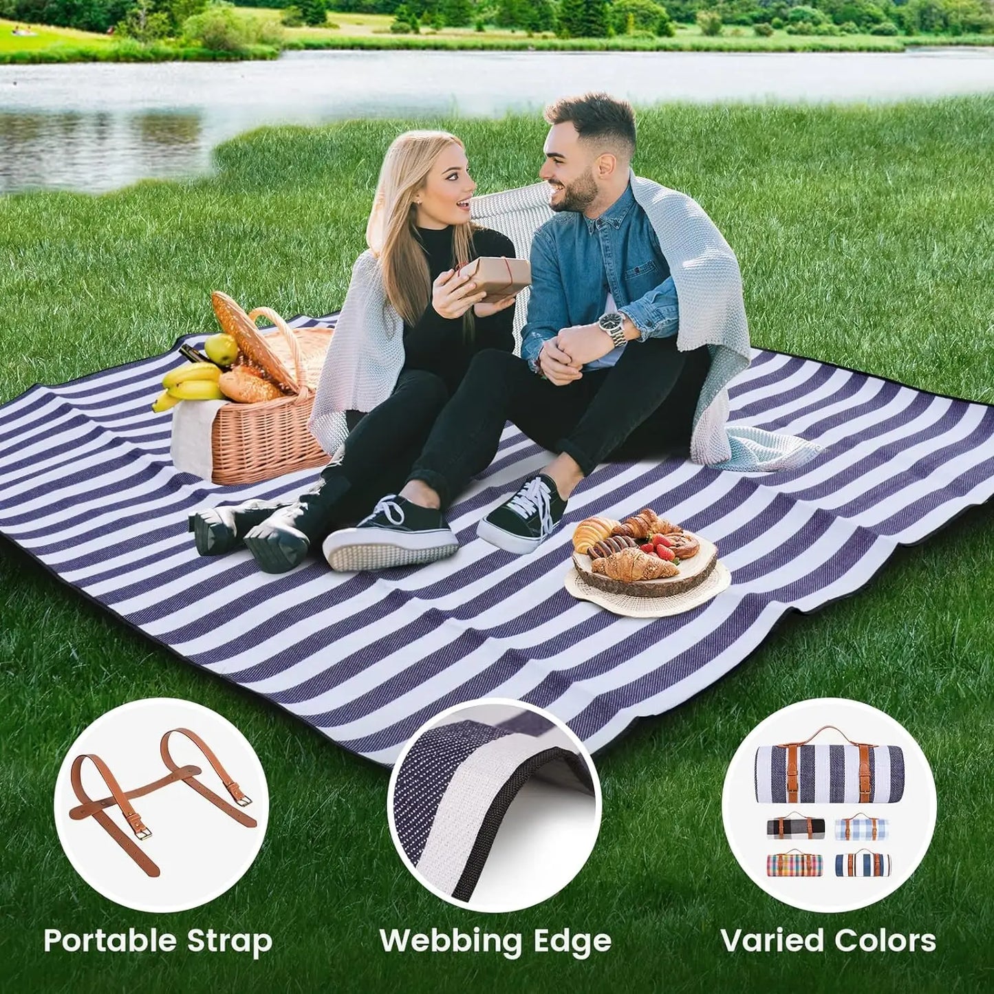 Large Waterproof Picnic Blanket for 8 People Outdoor
