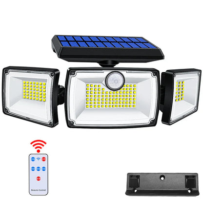 Bright Solar Powered Motion Spotlight 3 Head Lamp