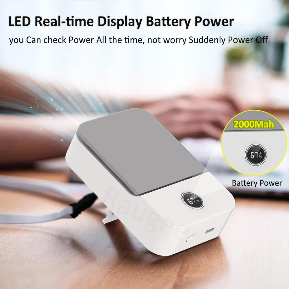 Compact Portable Neck Fan with 3 Speeds & USB Charging