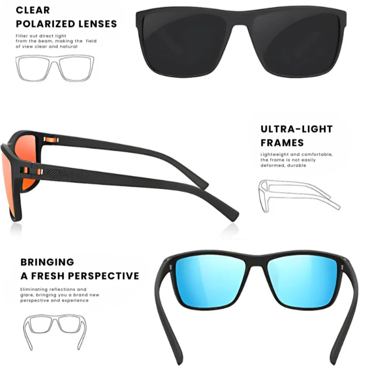 Polarized Sunglasses 3-Pack | UV400 Protection & Comfortable Shades