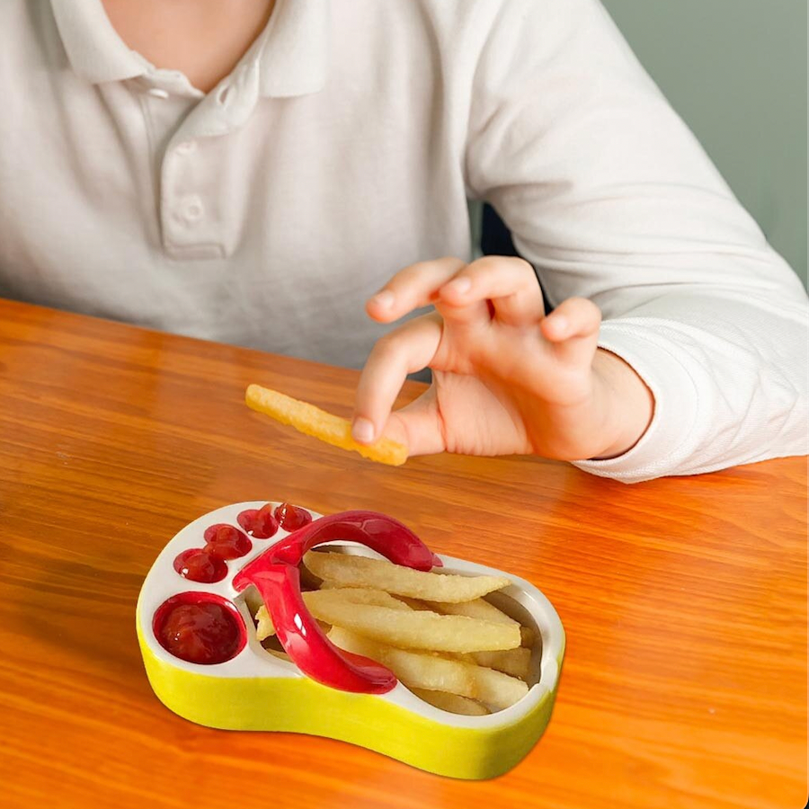 Colorful Ceramic Flip Flop Shaped Serving Dish