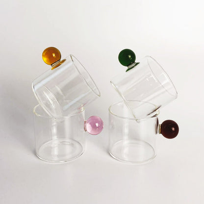 Clear Glass Espresso Mug with Globe Handle