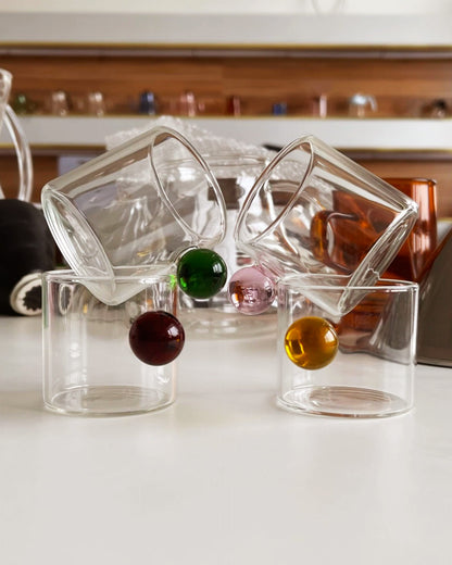 Clear Glass Espresso Mug with Globe Handle
