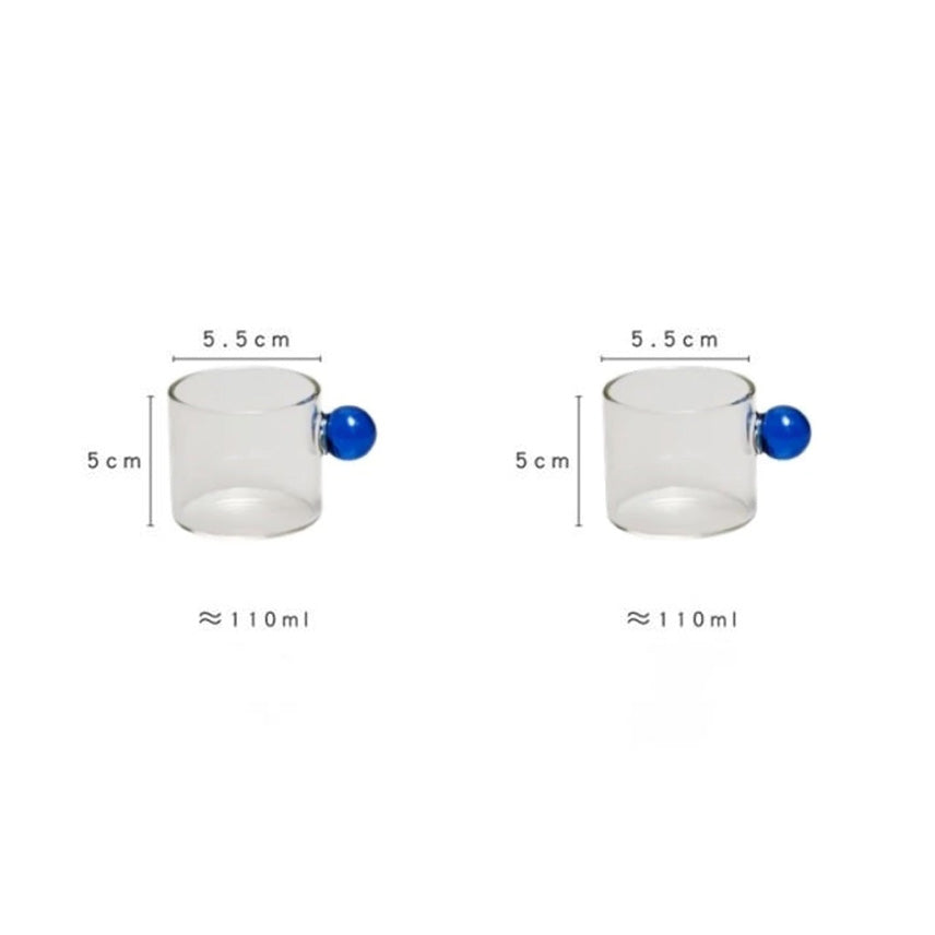Clear Glass Espresso Mug with Globe Handle