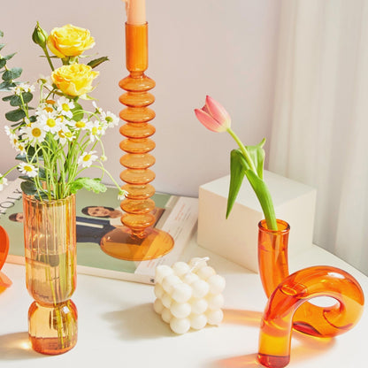 Stylish Orange Glass Candle Holder