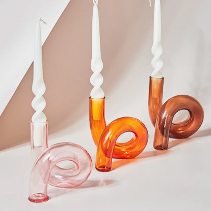 Stylish Orange Glass Candle Holder
