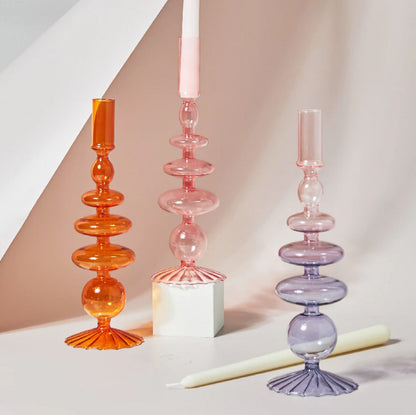 Stylish Orange Glass Candle Holder