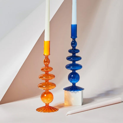 Stylish Orange Glass Candle Holder