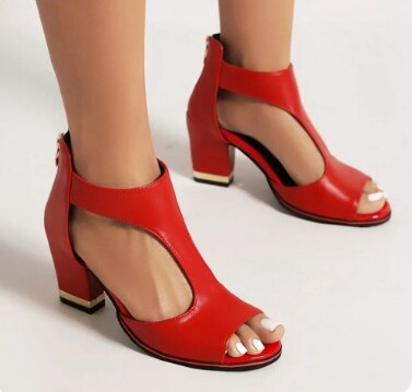 Comfortable Leather High Heel Sandals