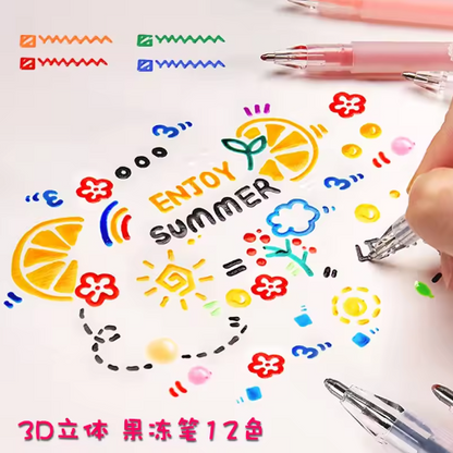 Vibrant Gel Pen Set for Artistic 3D Designs