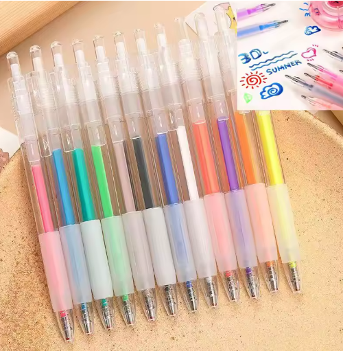 Vibrant Gel Pen Set for Artistic 3D Designs