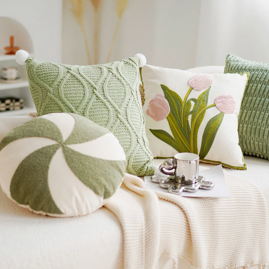 Colorful Floral Embroidered Throw Pillow Cover - Befez