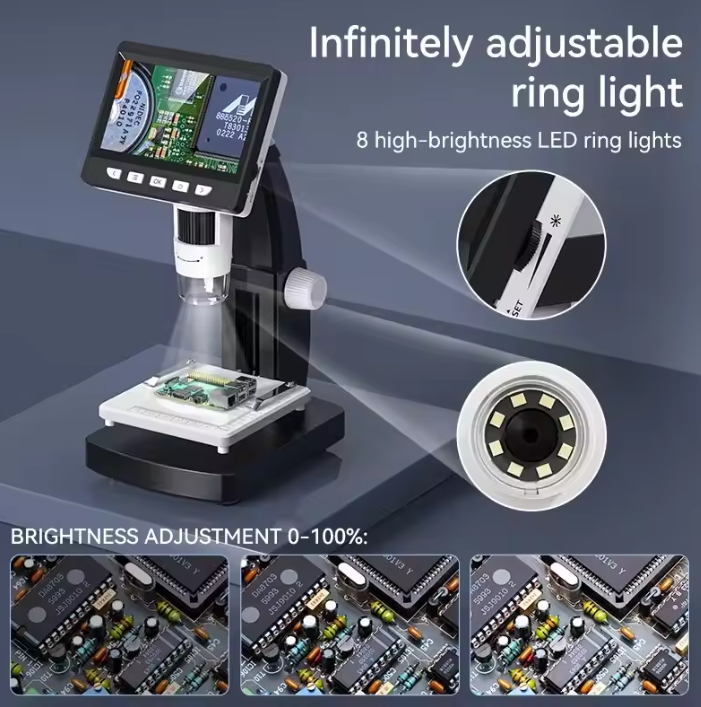 Portable 4.3 HD Digital Microscope with LED Lights