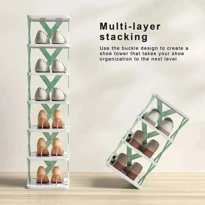Space Saving Stackable Shoe Rack Organizer